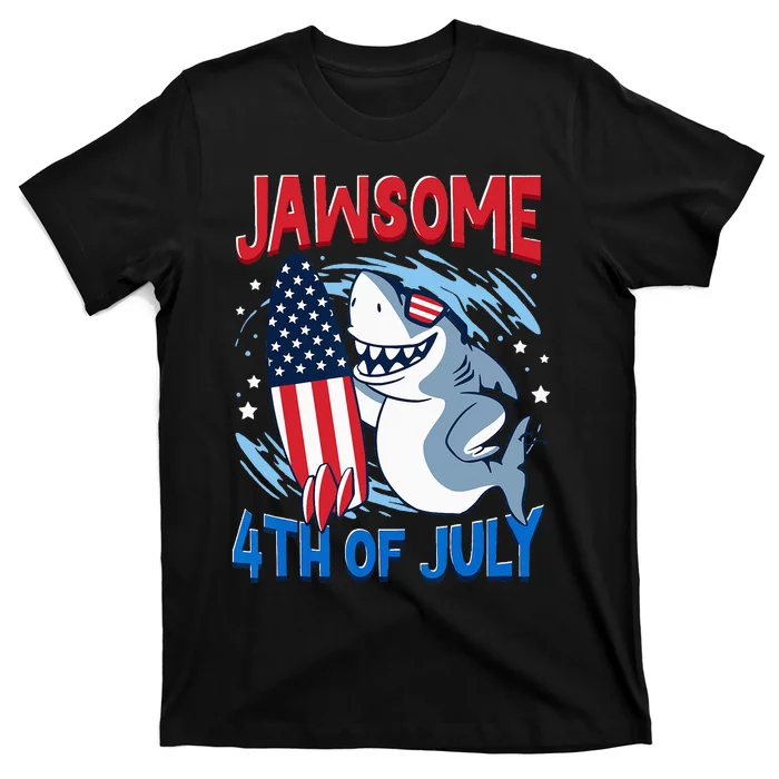 Jawsome 4th of July Outifts Funny Shark T-Shirt