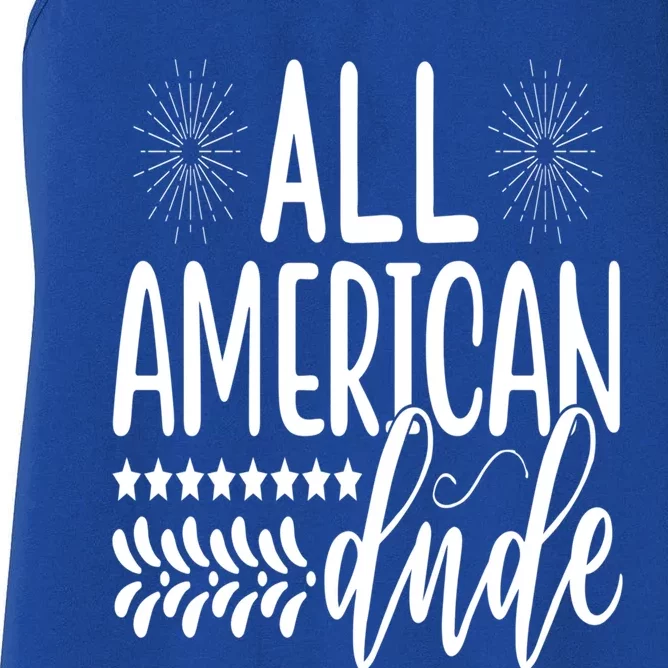 July 4th Patriotic All American Dude Gift Women's Racerback Tank