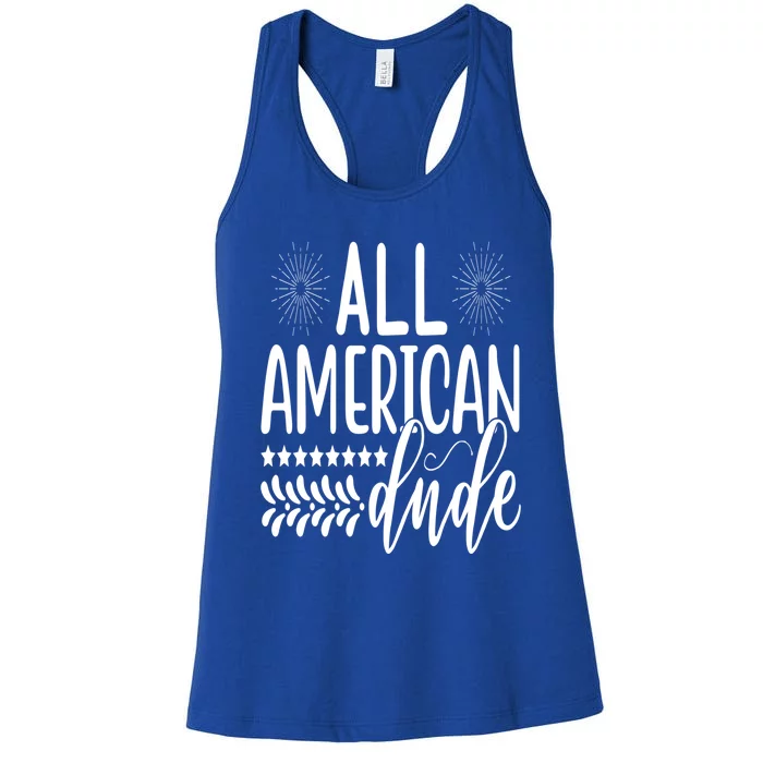 July 4th Patriotic All American Dude Gift Women's Racerback Tank