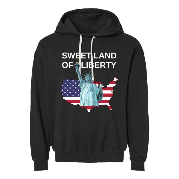 July 4th Sweet Land Of Liberty Usa Flag Patriotic Gift Garment-Dyed Fleece Hoodie