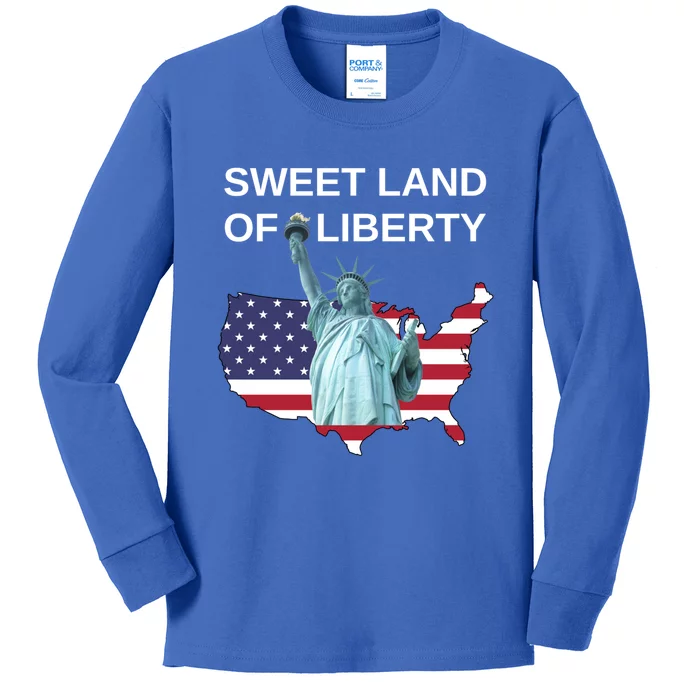 July 4th Sweet Land Of Liberty Usa Flag Patriotic Gift Kids Long Sleeve Shirt