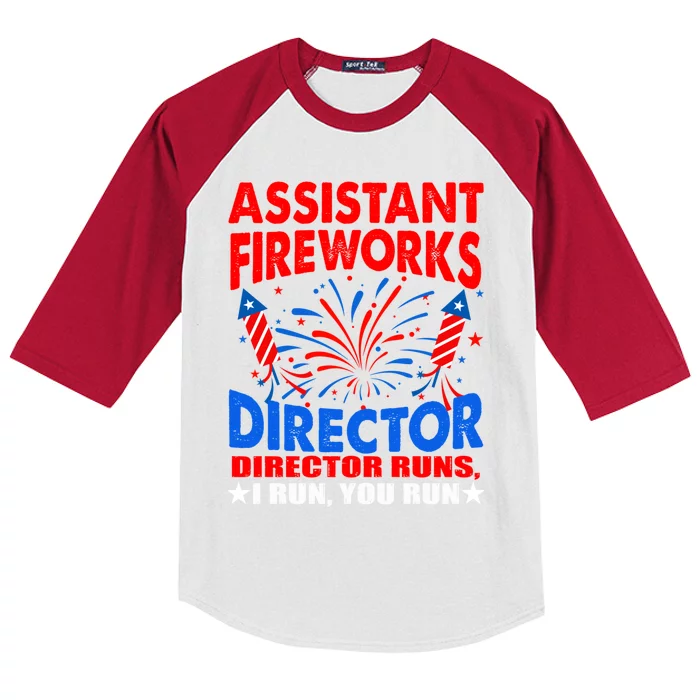 July 4th Usa Independence Day Assistant Fireworks Director Gift Kids Colorblock Raglan Jersey