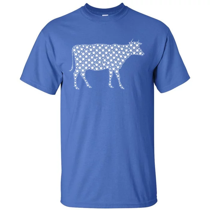 July 4th Usa American Flag Stars Patriotic Animal Cow Gift Tall T-Shirt