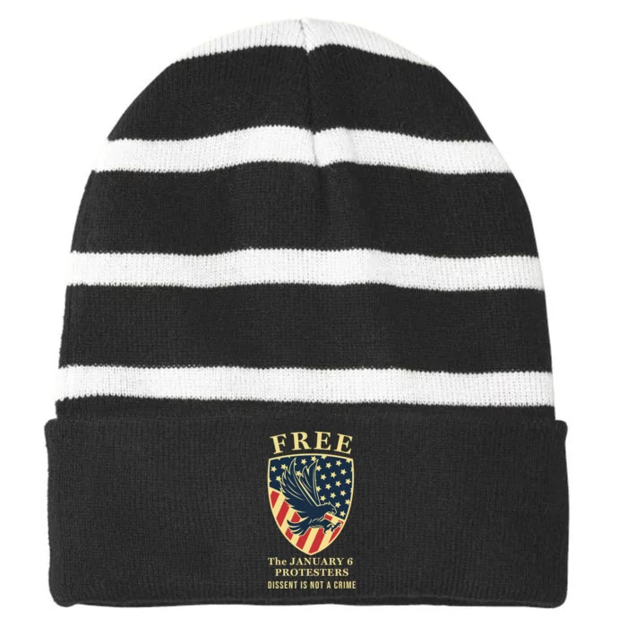 January 6 Conservative Anti Biden Free Speech Striped Beanie with Solid Band