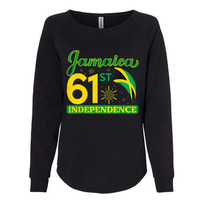 Jamaica 61st Independence Day Celebration Jamaican Flag Womens California Wash Sweatshirt