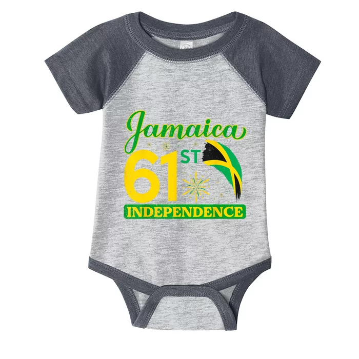 Jamaica 61st Independence Day Celebration Jamaican Flag Infant Baby Jersey Bodysuit