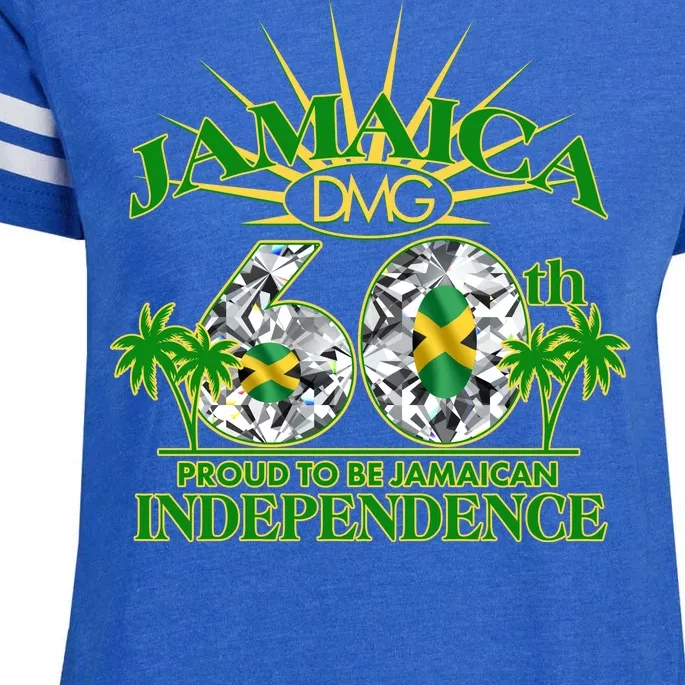 Jamaica 60th Independence Proud To Be Jamaican Enza Ladies Jersey Football T-Shirt