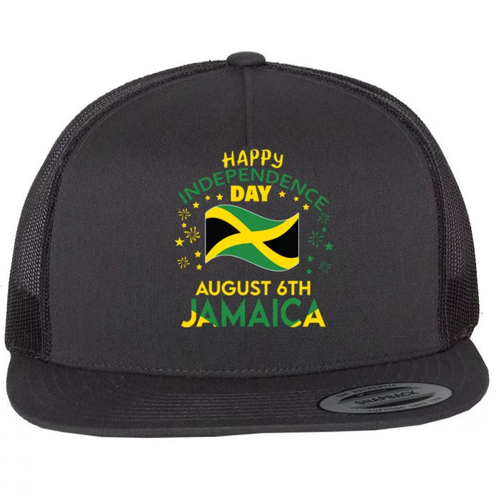 Jamaica 62nd Independence Day Jamaican Pride Jamaica Flag Flat Bill Trucker Hat