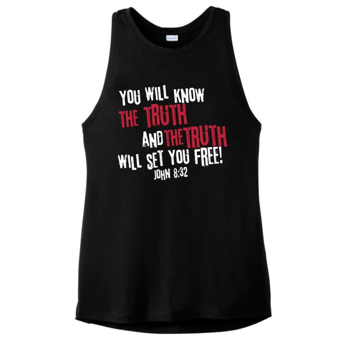 John 8:32 The Truth Will Set You Free Ladies Tri-Blend Wicking Tank