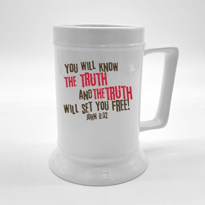 John 8:32 The Truth Will Set You Free Front & Back Beer Stein