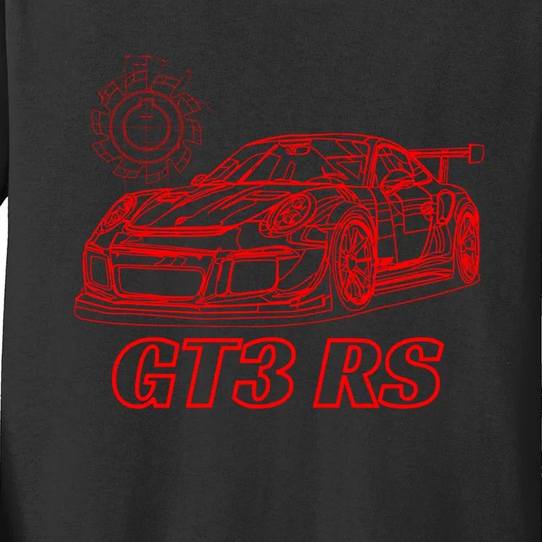 Jdm 90s Japan Motorsport Car Schematic Gt3 Rs Tech Jdm Lover Gift Kids Long Sleeve Shirt