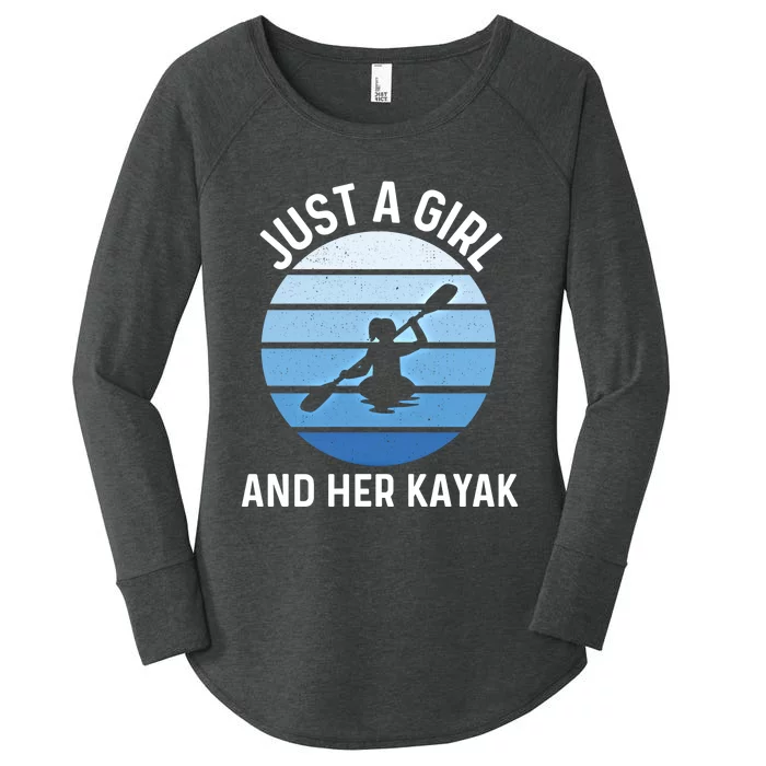 Just A And Her Kayak Lover River Kayaking Gear Gift Women's Perfect Tri Tunic Long Sleeve Shirt