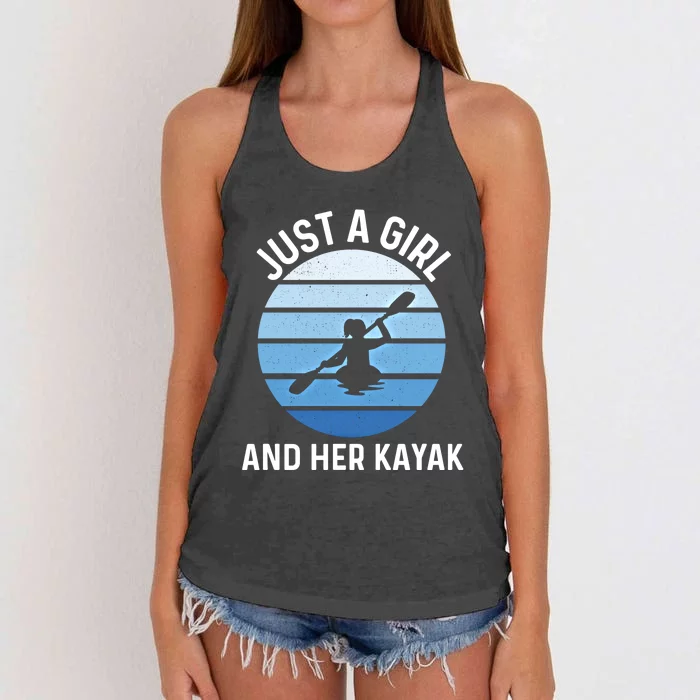 Just A And Her Kayak Lover River Kayaking Gear Gift Women's Knotted Racerback Tank