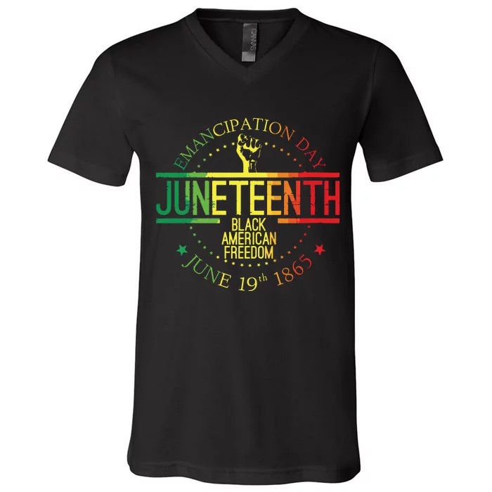 Juneteenth African American Freedom Black History June 19 V-Neck T-Shirt