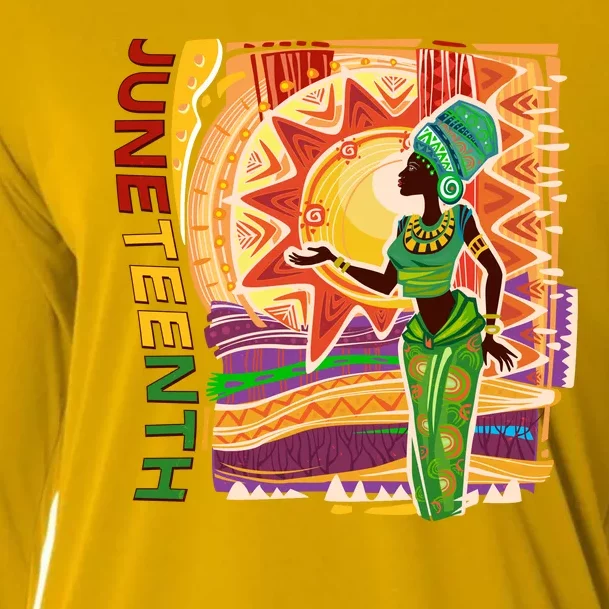 Juneteenth African American Woman African Patterns Cooling Performance Long Sleeve Crew