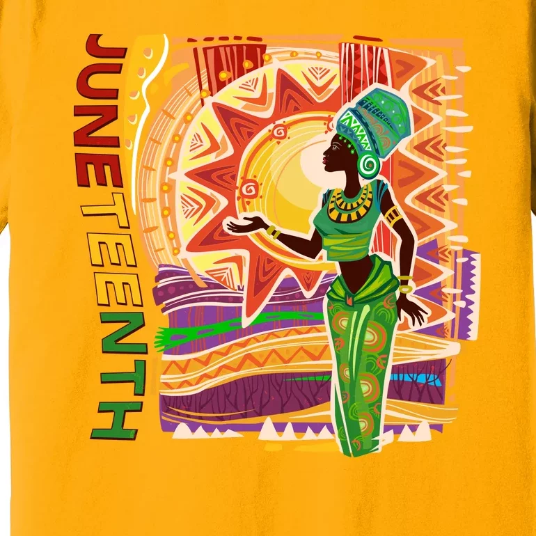 Juneteenth African American Woman African Patterns Premium T-Shirt