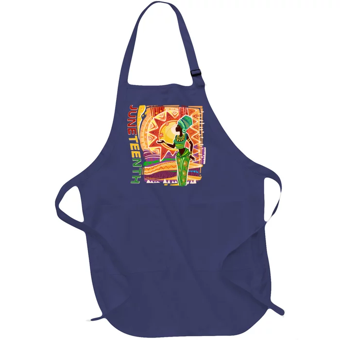 Juneteenth African American Woman African Patterns Full-Length Apron With Pocket