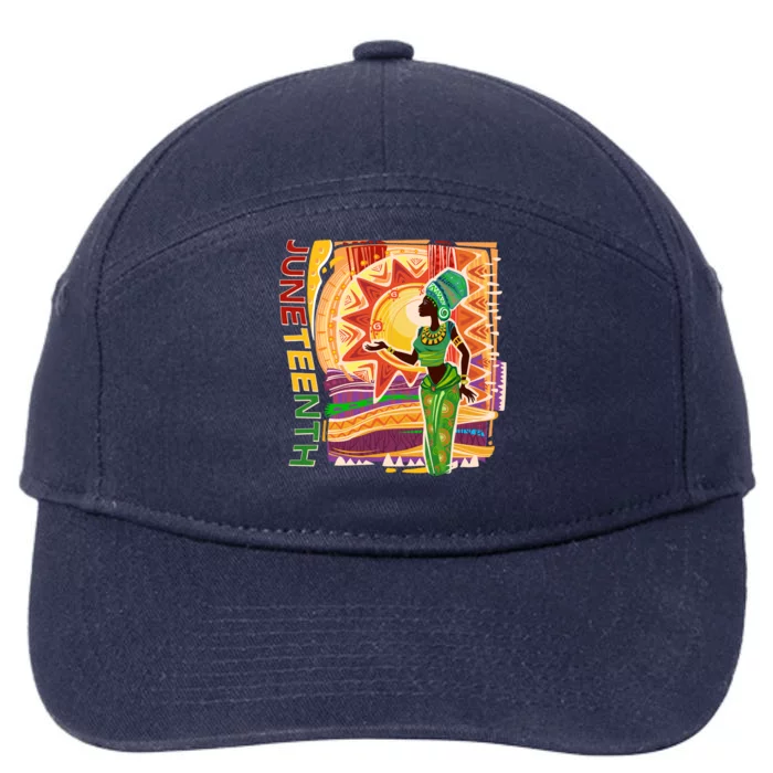 Juneteenth African American Woman African Patterns 7-Panel Snapback Hat