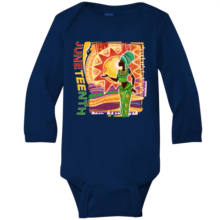 Juneteenth African American Woman African Patterns Baby Long Sleeve Bodysuit