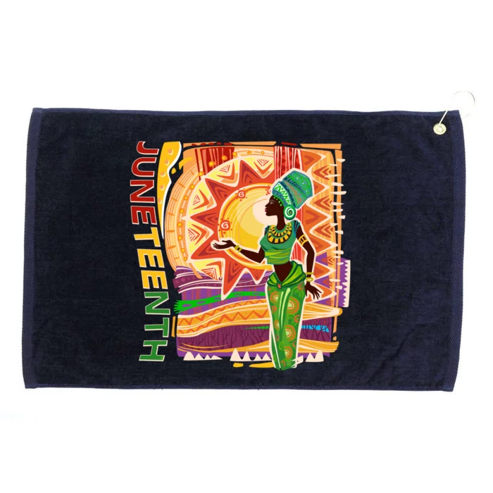 Juneteenth African American Woman African Patterns Grommeted Golf Towel