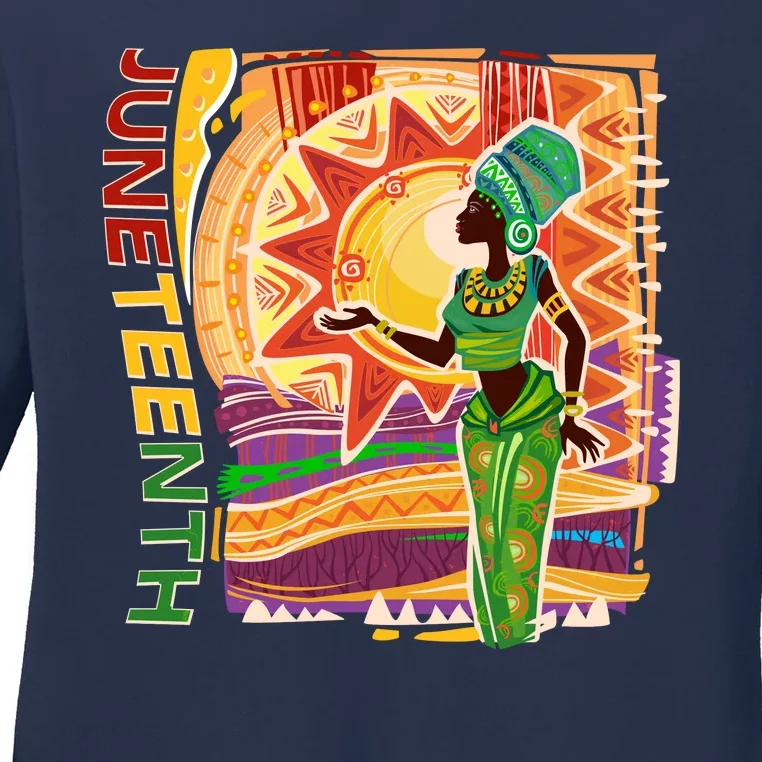 Juneteenth African American Woman African Patterns Ladies Long Sleeve Shirt