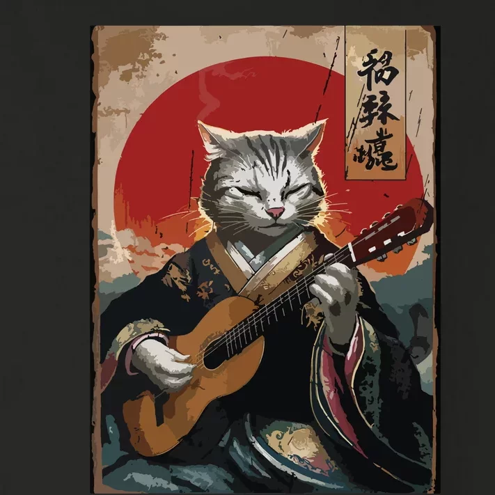 Japanese Anime Art Samurai Cat Guitarist Toddler Long Sleeve Shirt