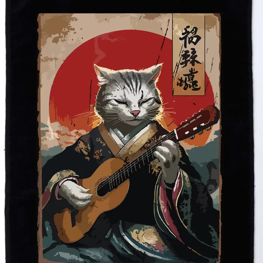 Japanese Anime Art Samurai Cat Guitarist Platinum Collection Golf Towel