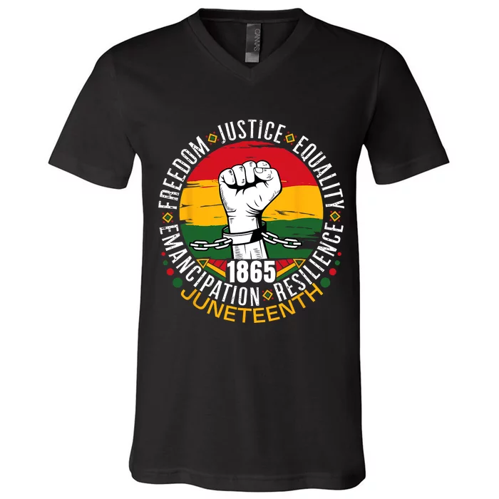 Juneteenth African American Black History 1865 Juneteenth V-Neck T-Shirt