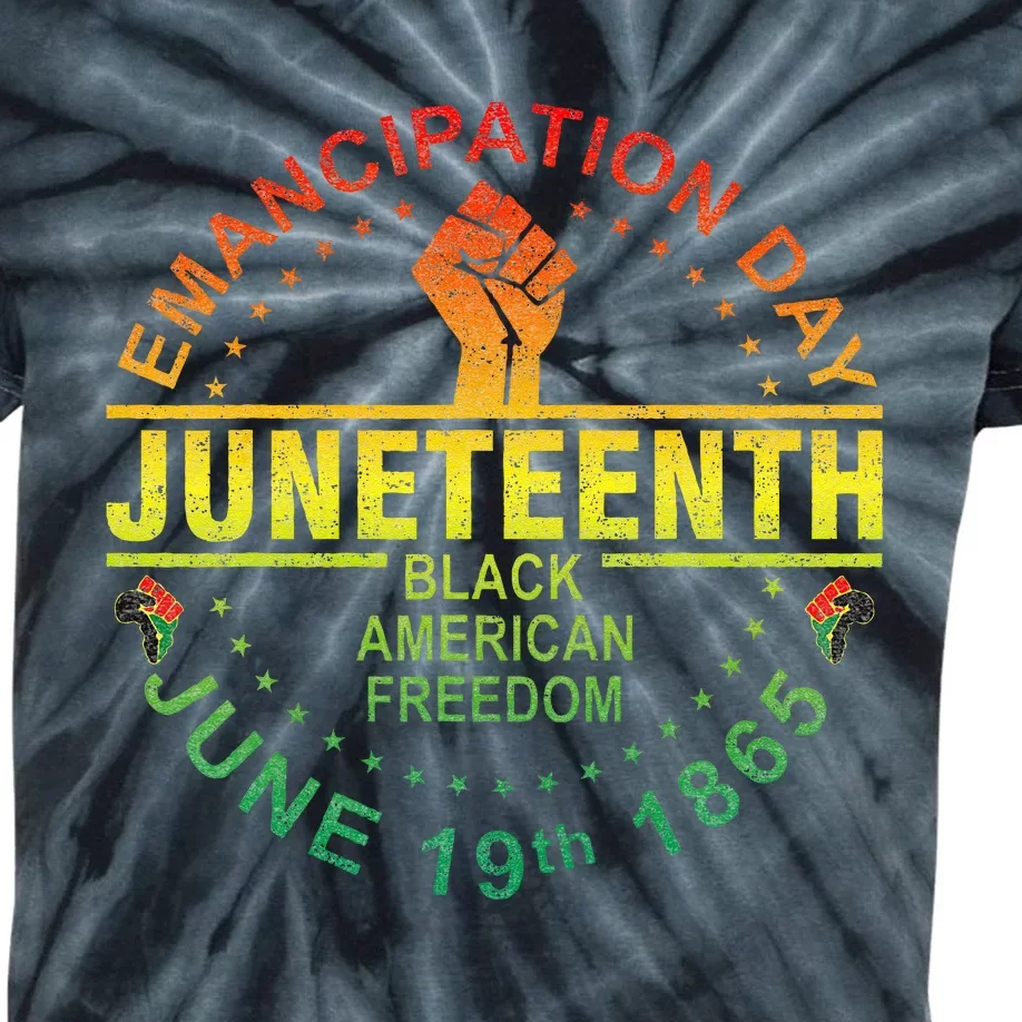 Juneteenth African American Freedom Black Kids Tie-Dye T-Shirt