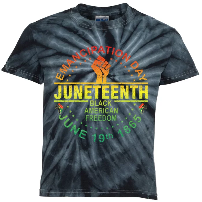 Juneteenth African American Freedom Black Kids Tie-Dye T-Shirt