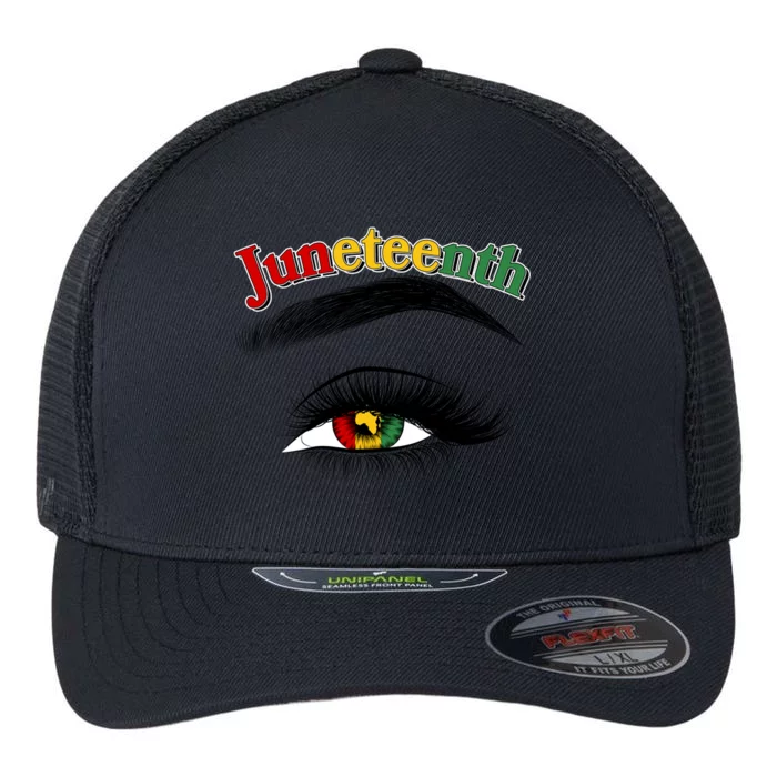 Juneteenth African American Woman Eye Flexfit Unipanel Trucker Cap