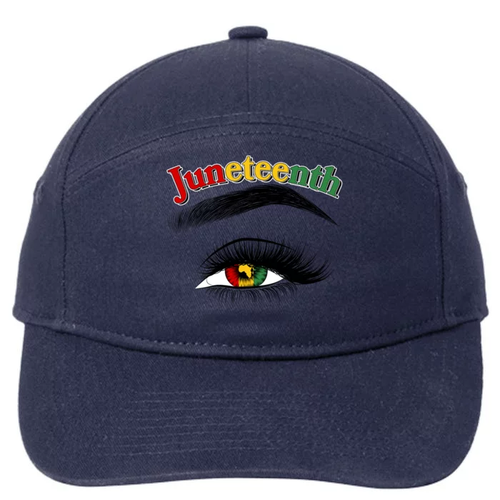 Juneteenth African American Woman Eye 7-Panel Snapback Hat