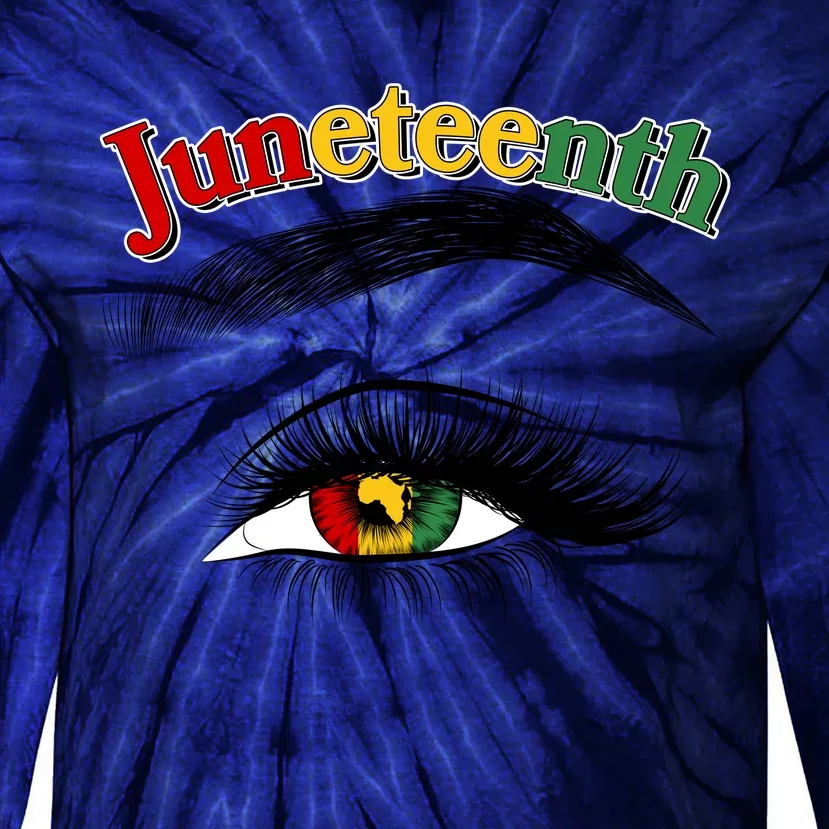 Juneteenth African American Woman Eye Tie-Dye Long Sleeve Shirt