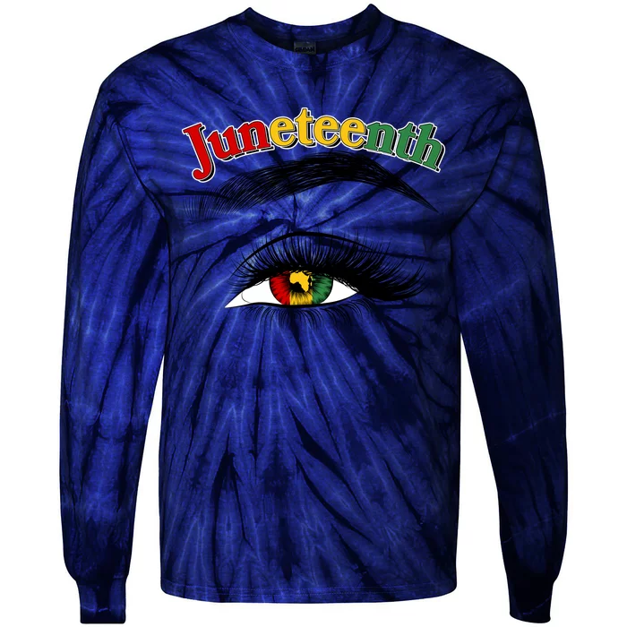 Juneteenth African American Woman Eye Tie-Dye Long Sleeve Shirt