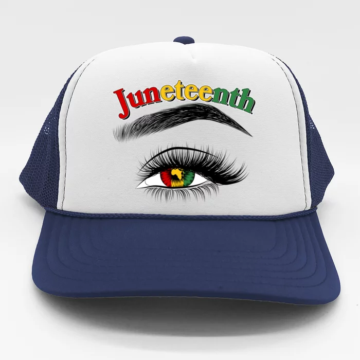 Juneteenth African American Woman Eye Trucker Hat