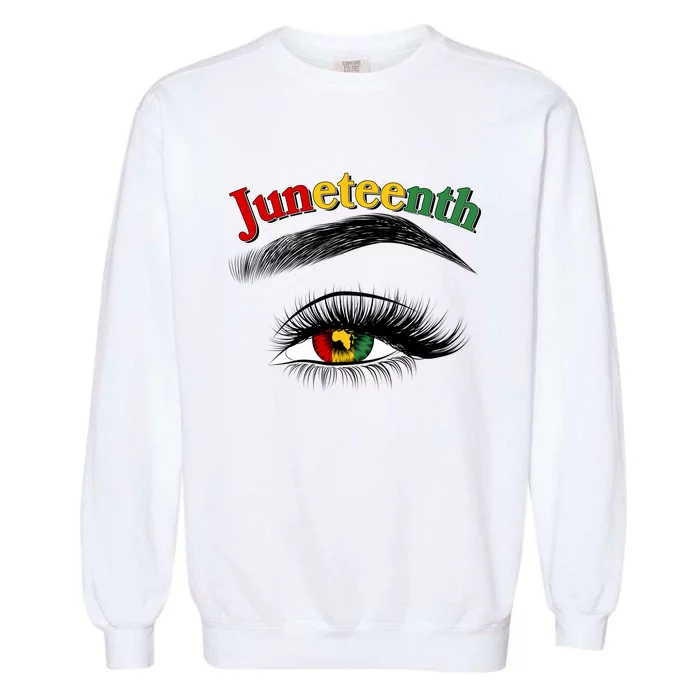 Juneteenth African American Woman Eye Garment-Dyed Sweatshirt