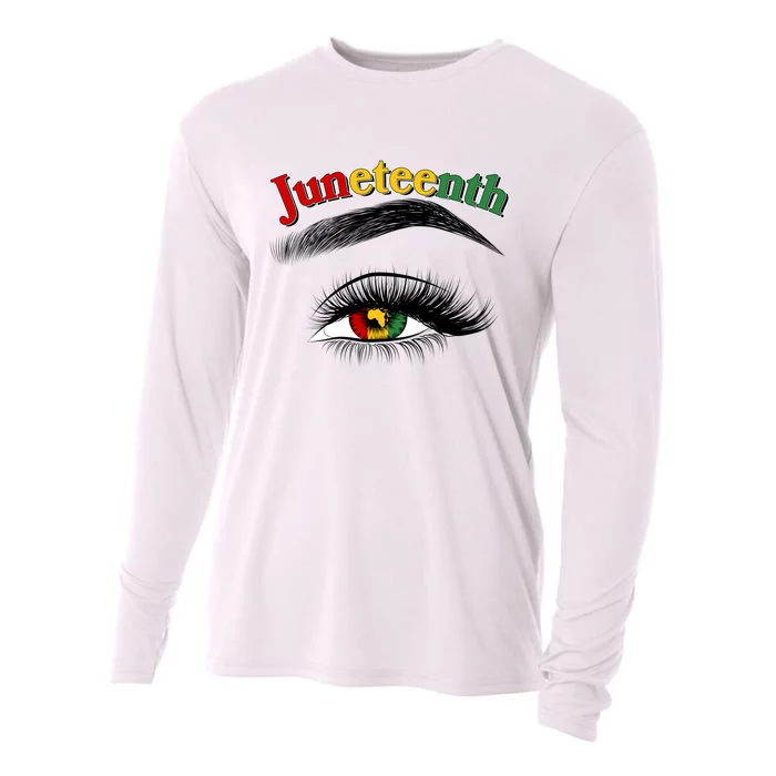 Juneteenth African American Woman Eye Cooling Performance Long Sleeve Crew