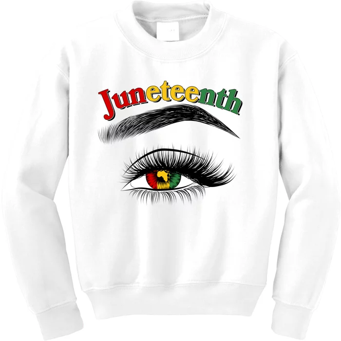 Juneteenth African American Woman Eye Kids Sweatshirt