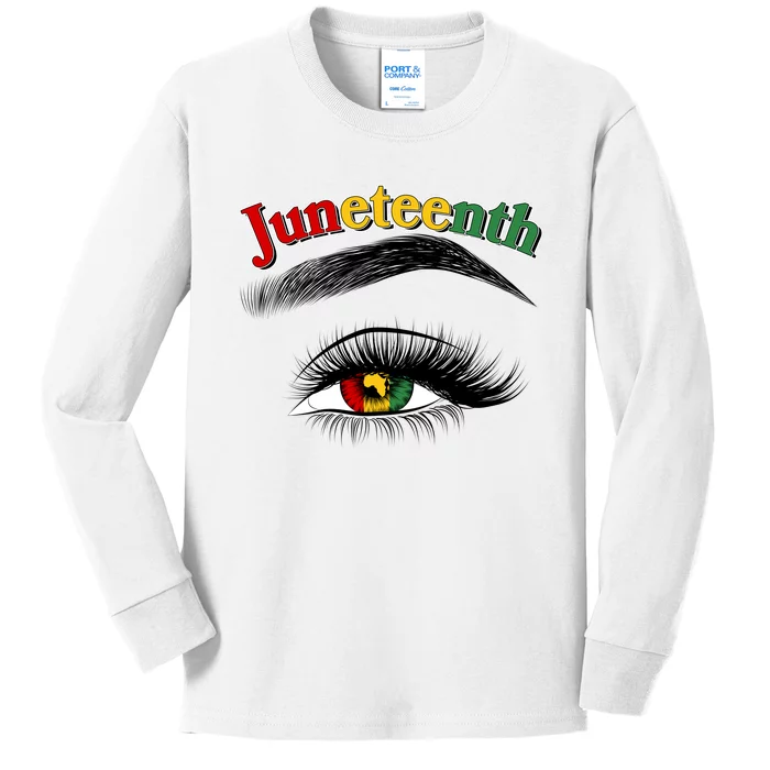 Juneteenth African American Woman Eye Kids Long Sleeve Shirt