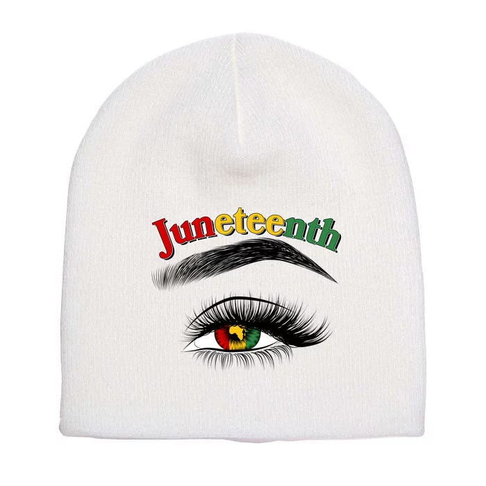 Juneteenth African American Woman Eye Short Acrylic Beanie