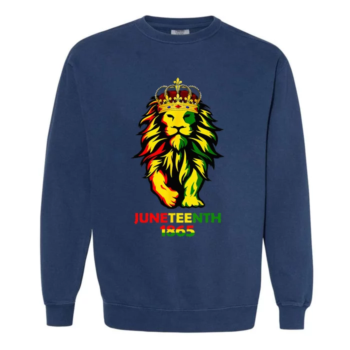 Juneteenth African American Black Lion 1865 King Gifts Garment-Dyed Sweatshirt