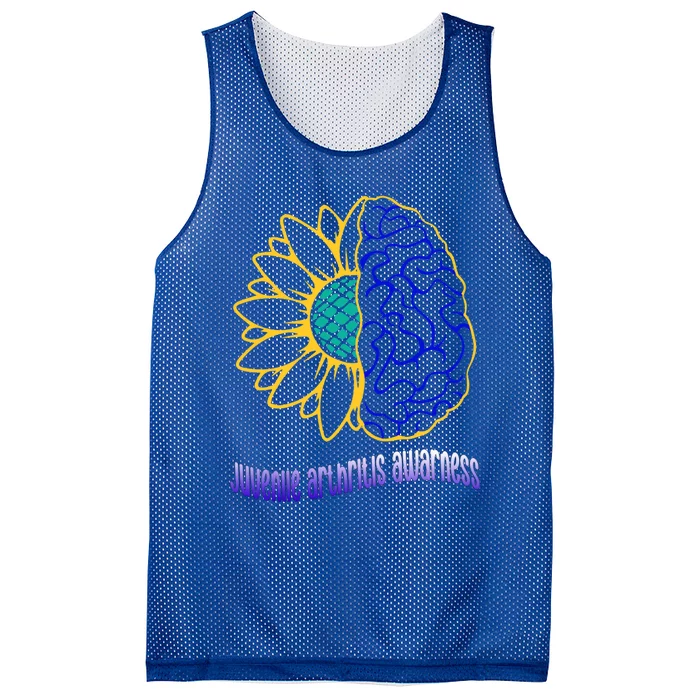 Juvenile Arthritis Awareness Month Sunflower Blue Ribbon Gift Mesh Reversible Basketball Jersey Tank