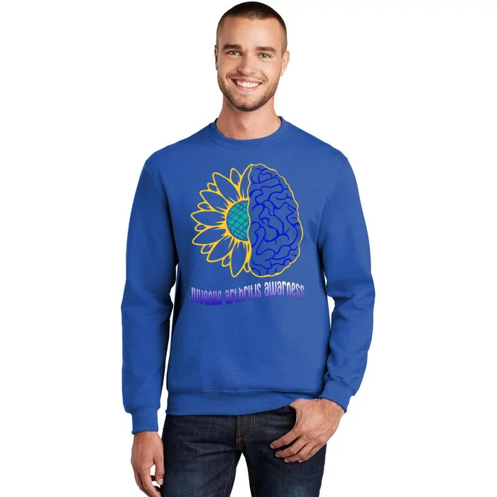 Juvenile Arthritis Awareness Month Sunflower Blue Ribbon Gift Tall Sweatshirt