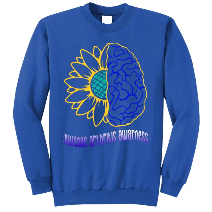 Juvenile Arthritis Awareness Month Sunflower Blue Ribbon Gift Tall Sweatshirt