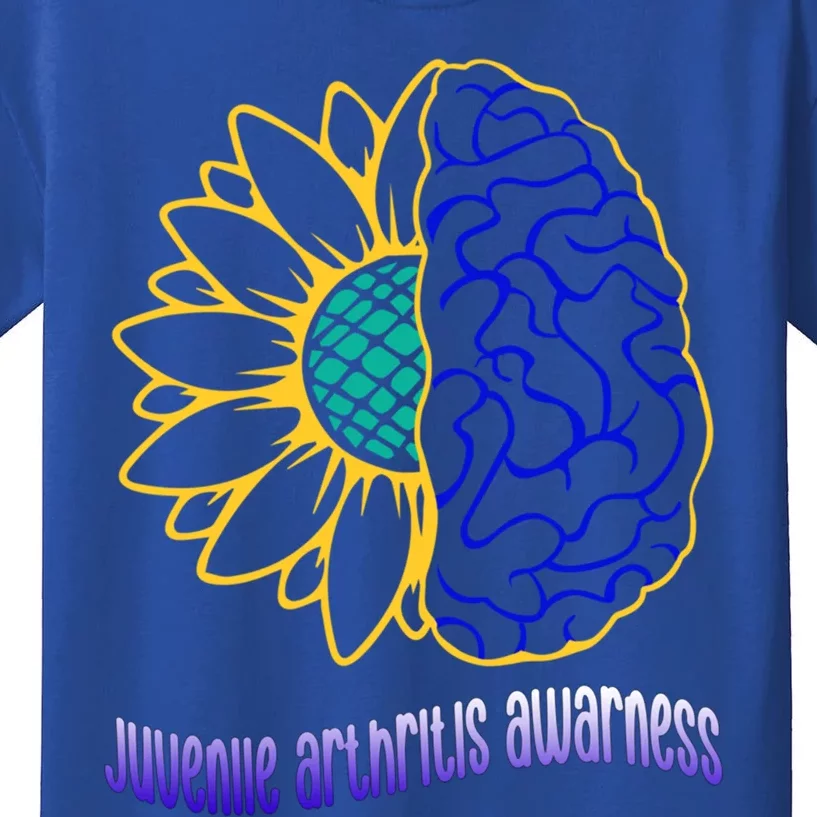 Juvenile Arthritis Awareness Month Sunflower Blue Ribbon Gift Kids T-Shirt