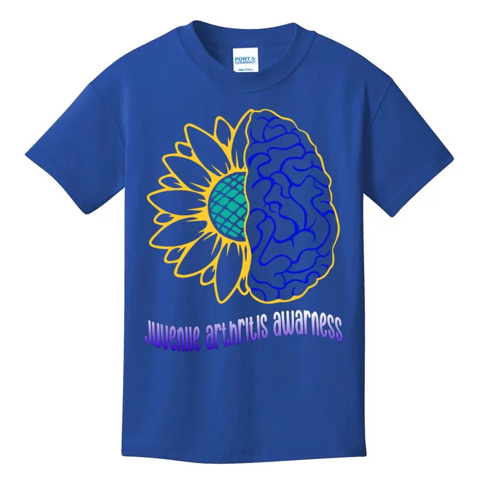 Juvenile Arthritis Awareness Month Sunflower Blue Ribbon Gift Kids T-Shirt