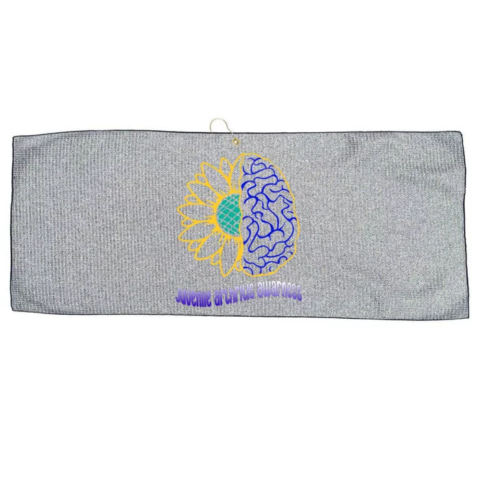 Juvenile Arthritis Awareness Month Sunflower Blue Ribbon Gift Large Microfiber Waffle Golf Towel