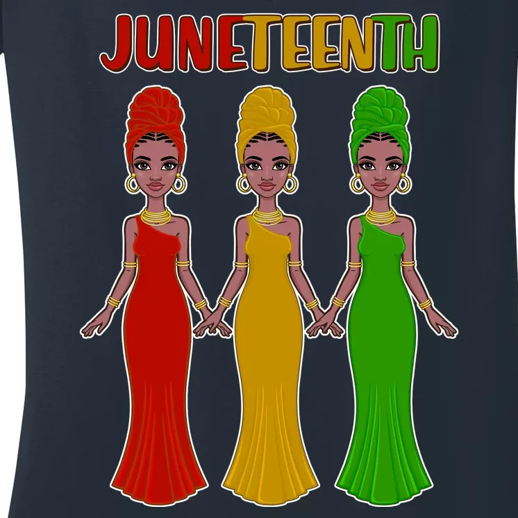 Juneteen African American Black Women Women's V-Neck T-Shirt