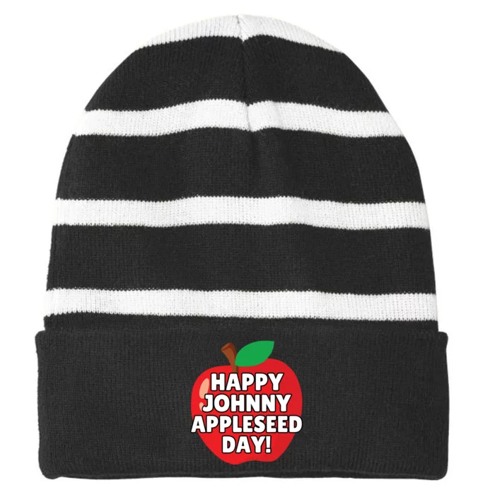 Johnny Appleseed Apple Day Sept 26 Orchard Nursery Striped Beanie with Solid Band