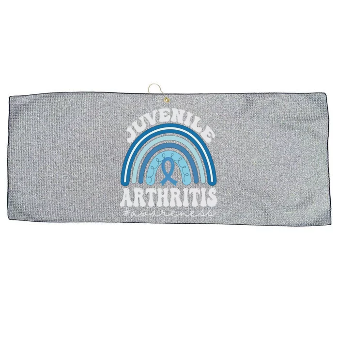 Juvenile Arthritis Awareness Month Blue Rainbow Ribbon Gift Large Microfiber Waffle Golf Towel